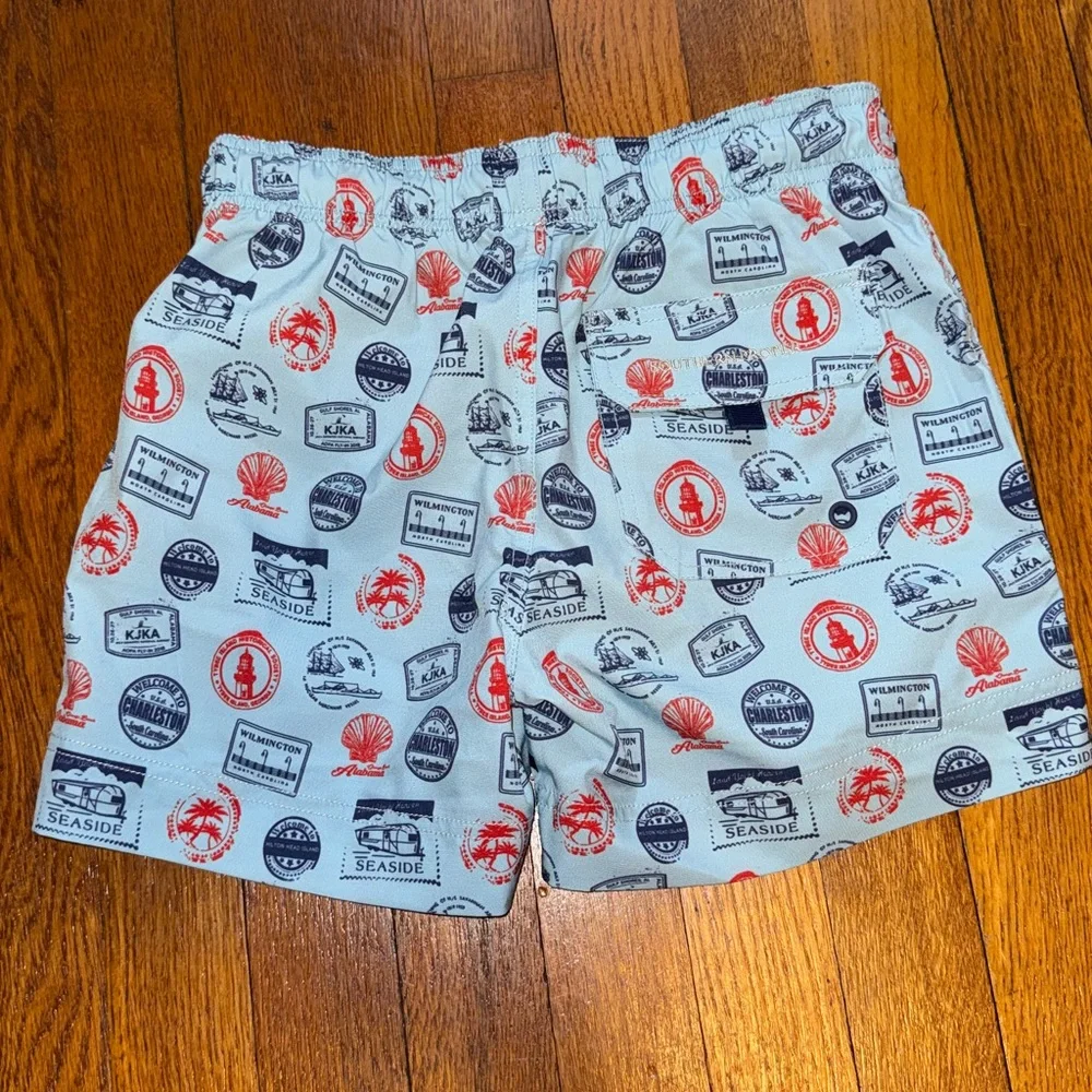 Southern Proper Boys Blue Stamps Swim Trunks Size Small (6/7) - Picture 3 of 5